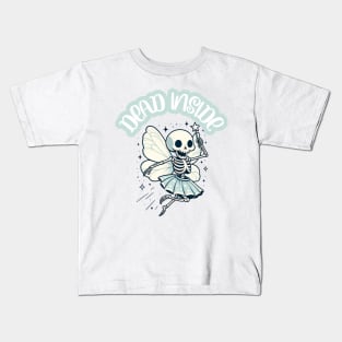 Dead Inside Skeleton Fairy Pastel Goth Aesthetic Kids T-Shirt
